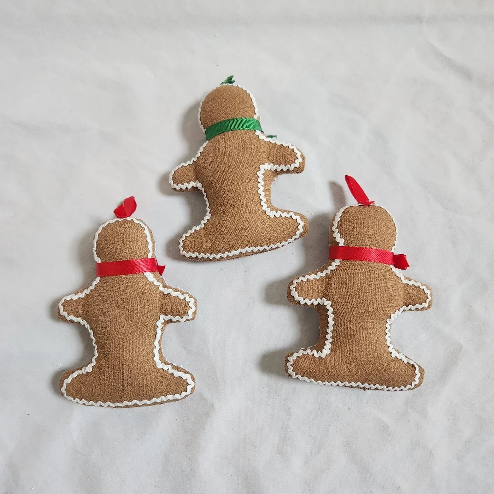 Vintage Handmade Stuffed Gingerbread Man Ornaments